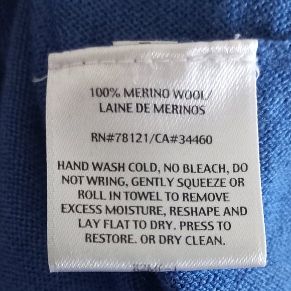 EILEEN FISHER cobalt blue round neck thin merino wool sweater - Picture 8 of 8